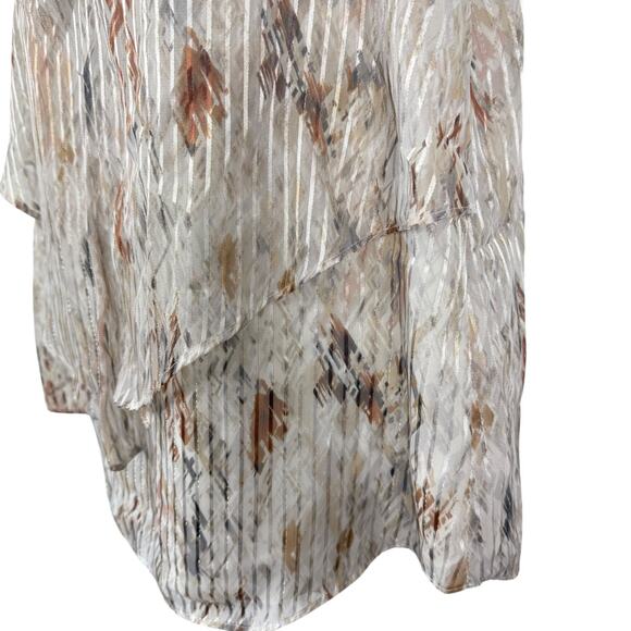 White House Black Market Metallic Floral Pinstriped Sleeveless Top Blouse sz L - Picture 8 of 16